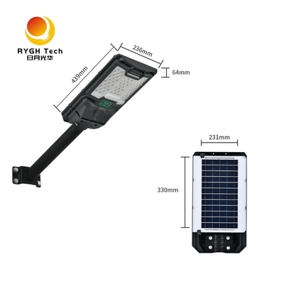 Luminária de Rua LED Solar com Sensor de Movimento Integrado Certificada CE IP65 para Uso Externo em Rodovias Corpo em ABS Fonte de Alimentação