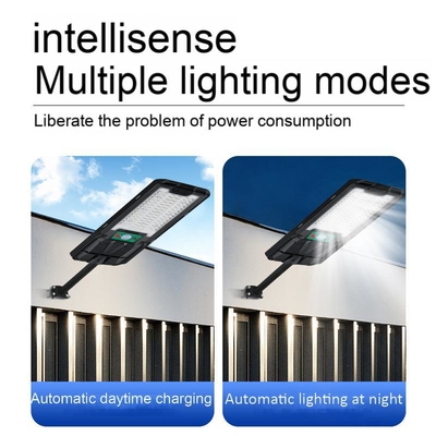 Luminária de Rua LED Solar com Sensor de Movimento Integrado Certificada CE IP65 para Uso Externo em Rodovias Corpo em ABS Fonte de Alimentação