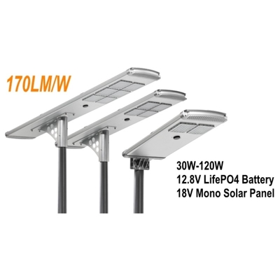 Luzes de rua exteriores postas solares 170lm/w dos lúmens altos 60W SMD IP65 para a estrada