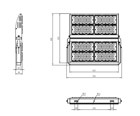 O motorista de Inventronics conduziu os dispositivos bondes claros 800W de abrigo de alumínio 960W de inundação para o supermercado da fábrica