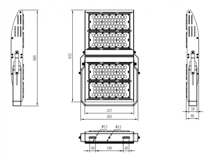 400w 480w conduziu a luz do estádio